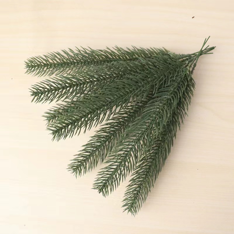 Christmas Pine Needles Artificial Pine Branches Green Leaves Needle Garlands Pine Twigs Stems Faux Cedar Branches Greenery