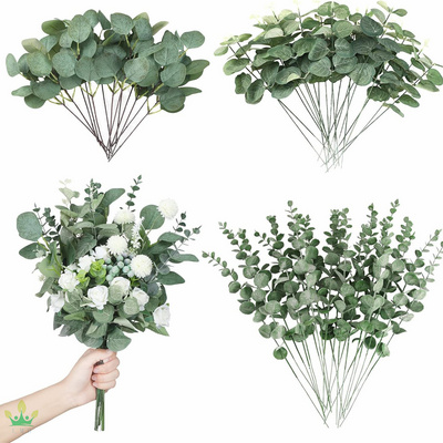 3 Kinds Mixed Eucalyptus Leaves Stems Bulk Artificial Silver Dollar Eucalyptus Leaves Picks Dried Eucalyptus Bundle Faux Spray