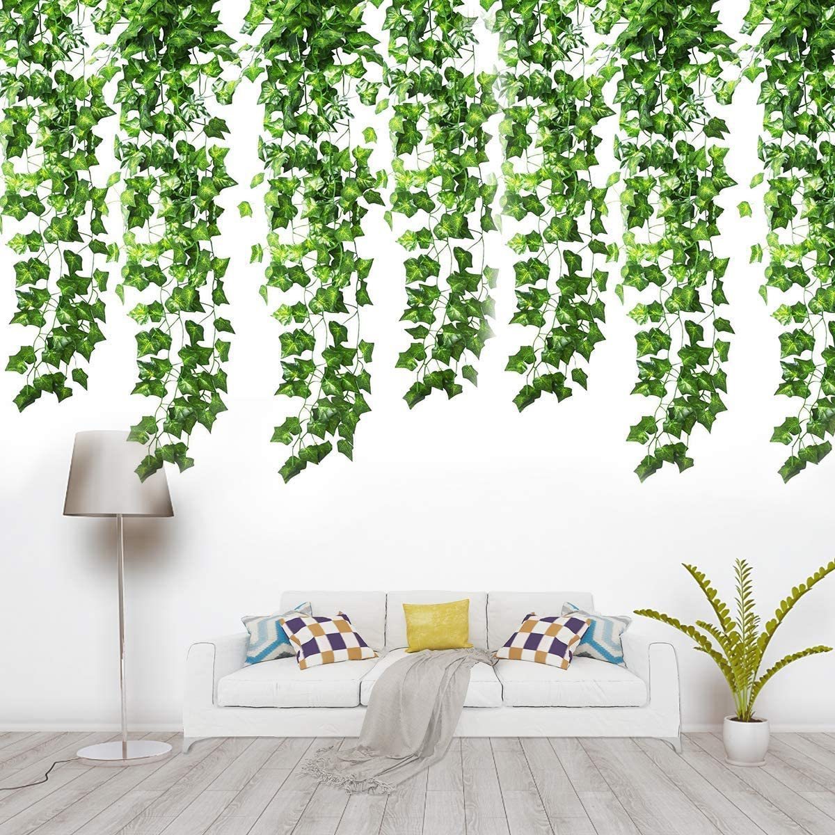 84Ft 12 Pack Artificial Ivy Garland Faux Plants Vine Hanging Garland Hanging for Home Kitchen Garden Office Wedding Wall Decor