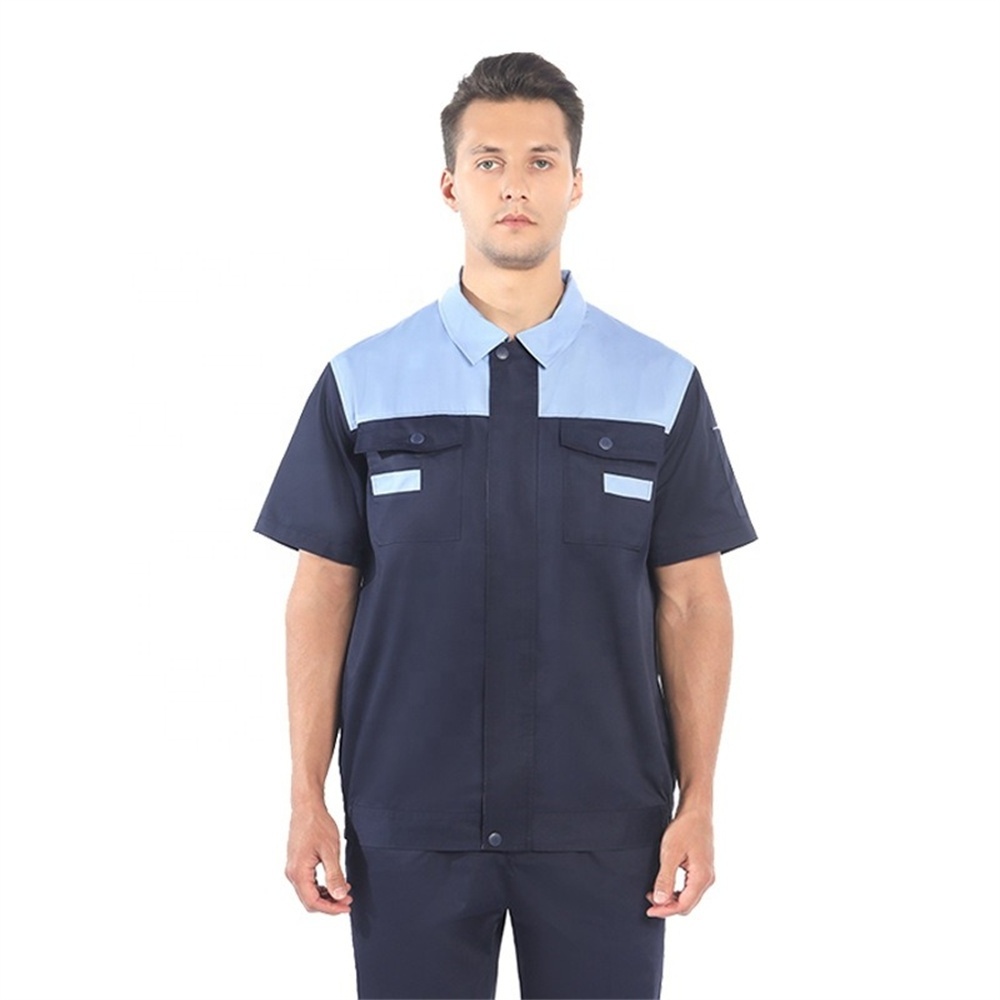 Wholesale Work Safety Short-Sleeved Overalls Suit Work Clothes Repair Summer Workers Uniforms with pants for men