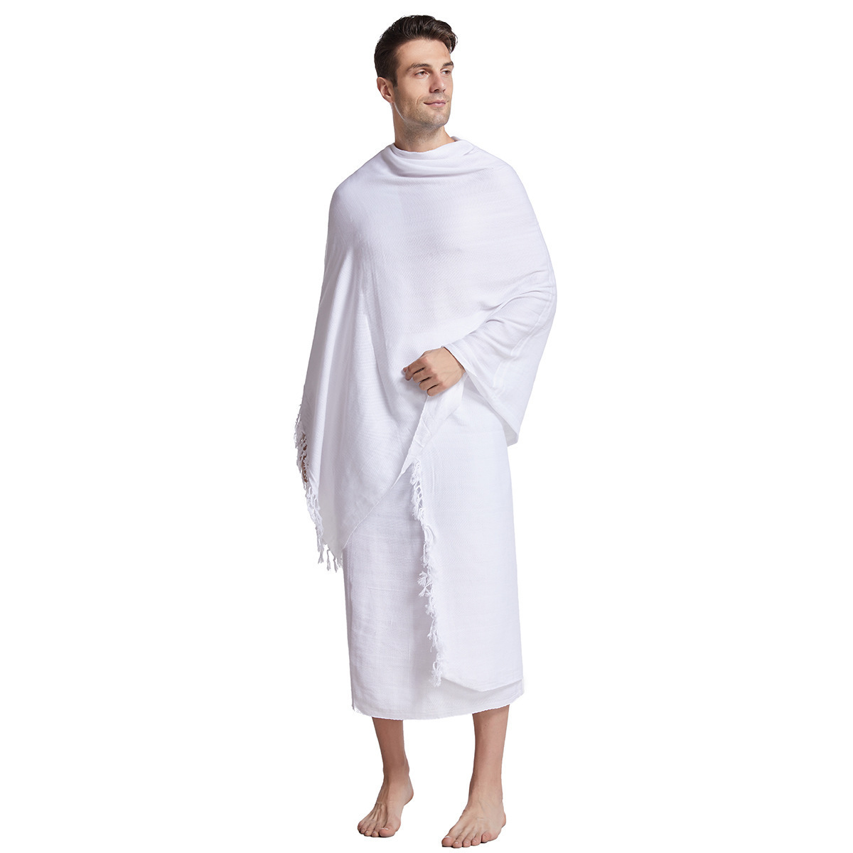 Wholesale High Quality 100% Polyester Jacquard Muslim Haji Ihram Towel Spot Pilgrimage Towel White Ihram Hajj and Umrah Towel