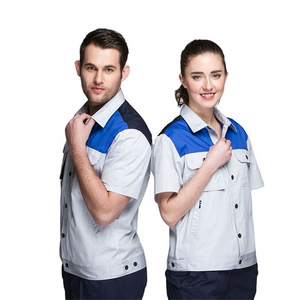 Wholesale Work Safety Short-Sleeved Overalls Suit Work Clothes Repair Summer Workers Uniforms with pants for men