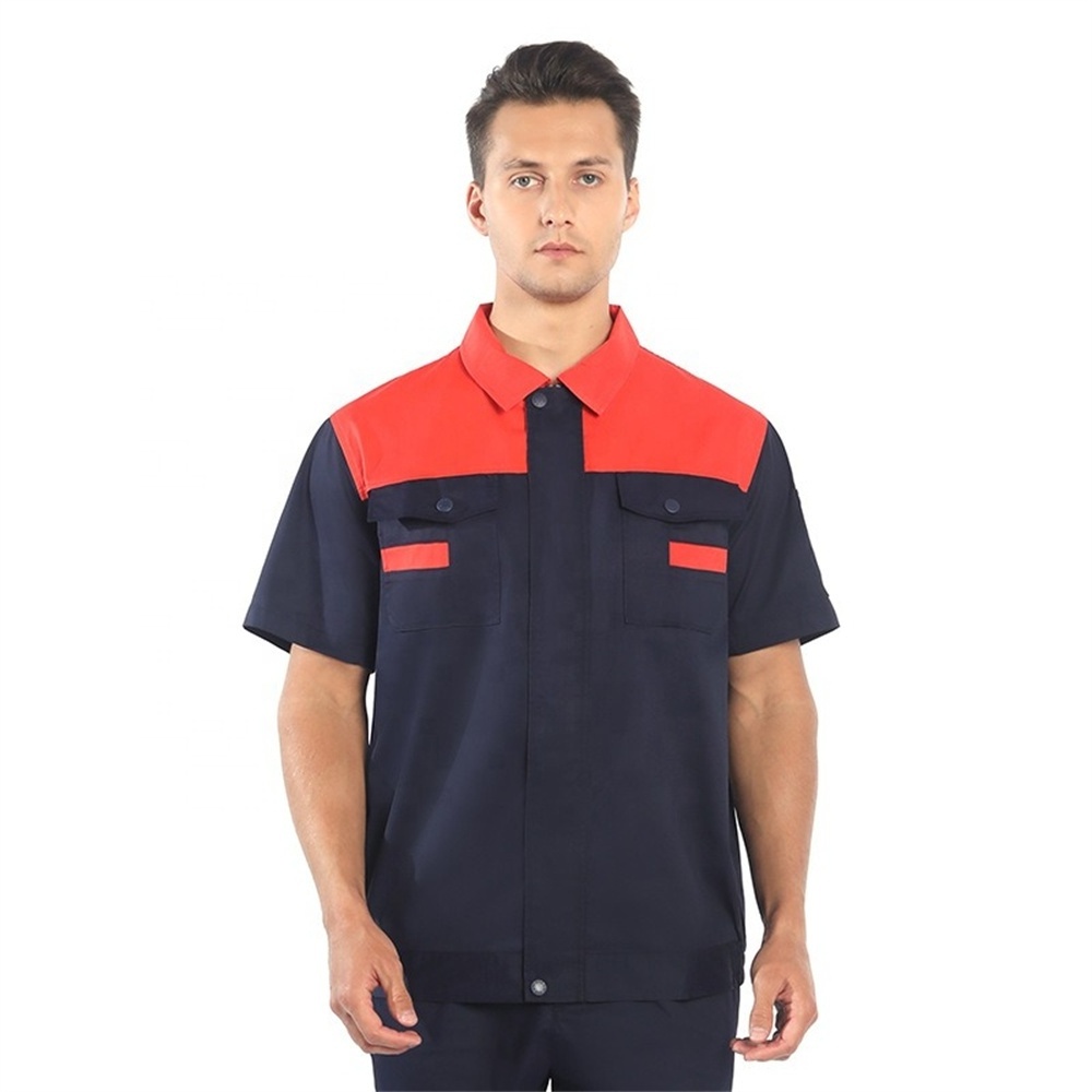 Wholesale Work Safety Short-Sleeved Overalls Suit Work Clothes Repair Summer Workers Uniforms with pants for men