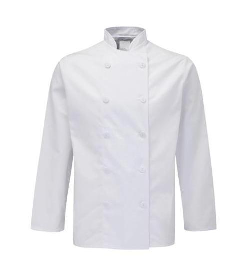 Custom restaurant hotel 50% cotton men and women fitted kitchen jacket white fabric long sleeves chef coat Italian chef uniform