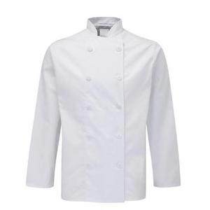 Custom restaurant hotel 50% cotton men and women fitted kitchen jacket white fabric long sleeves chef coat Italian chef uniform