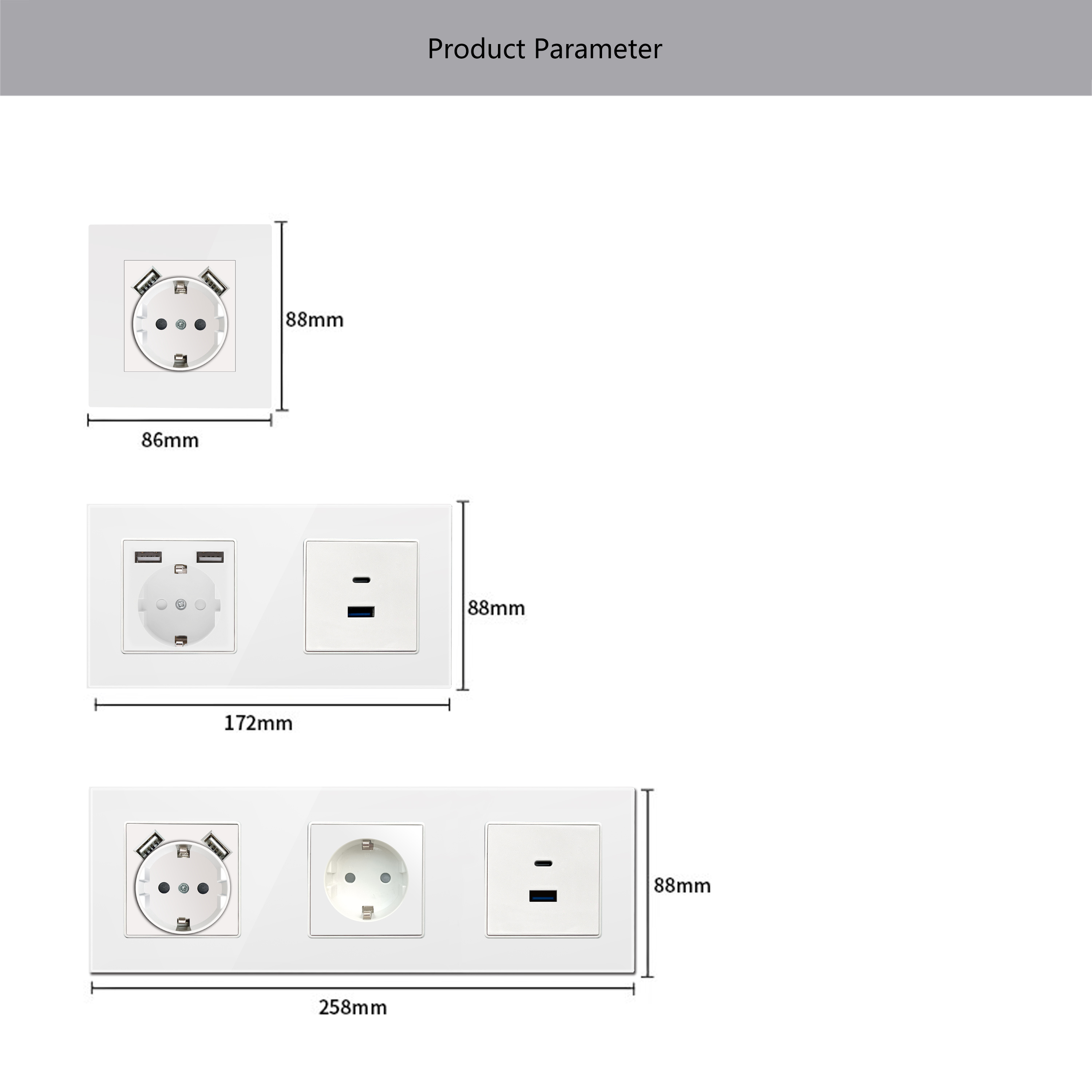 Gan Us 3 Year 3pin UK Standard Universal Electrical Wall Switch Socket Wifi Two Way Smart Switch with Light 13A 250V White 200g