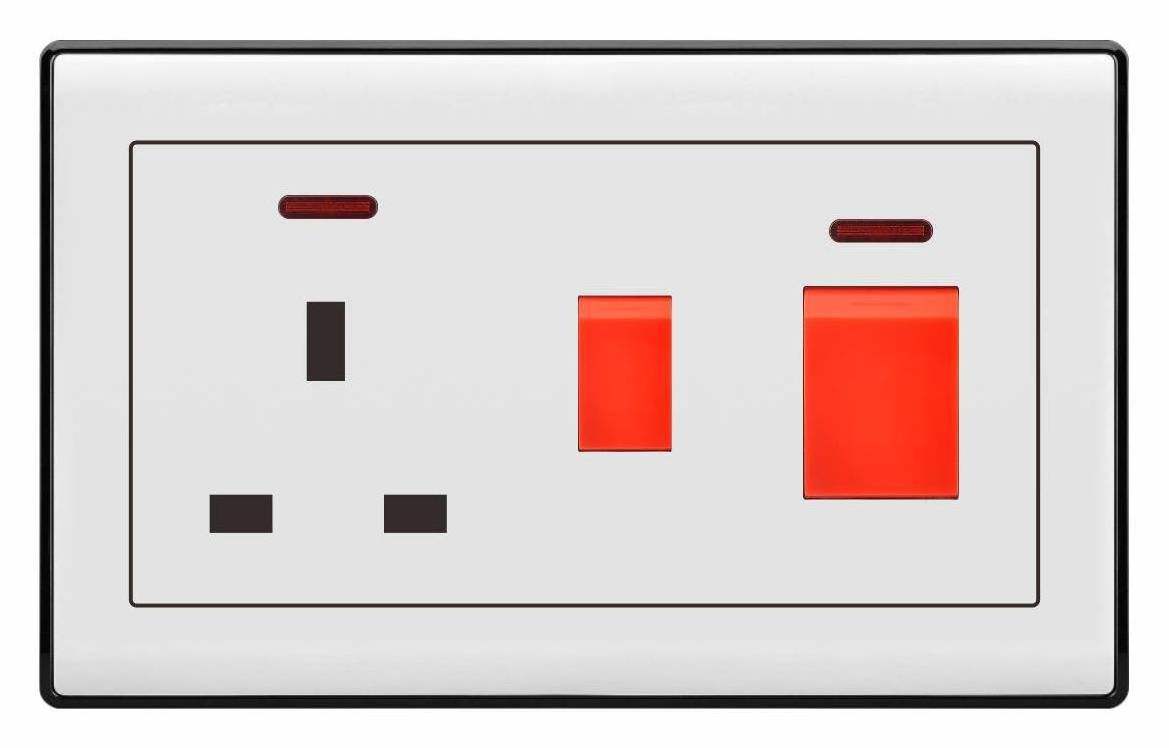 45 DP Switch  & 13 A UK  Standard Socket Outlet With Switch And Neon Light