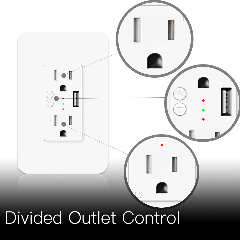 Wireless Tuya App Control wall outlet switch Plug 110-220V WIFI smart wall socket With USB and type C Charger Port