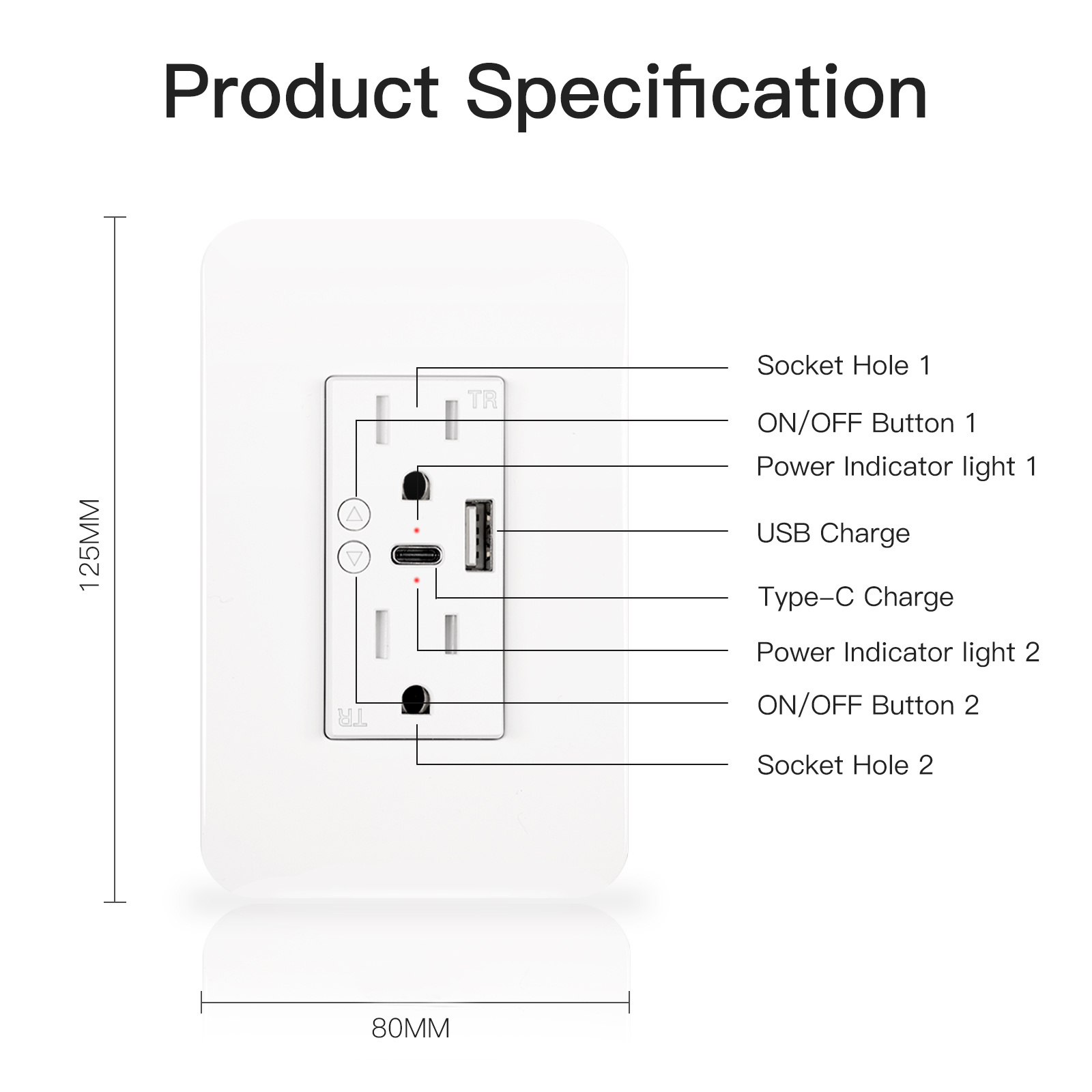 Wireless Tuya App Control wall outlet switch Plug 110-220V WIFI smart wall socket With USB and type C Charger Port