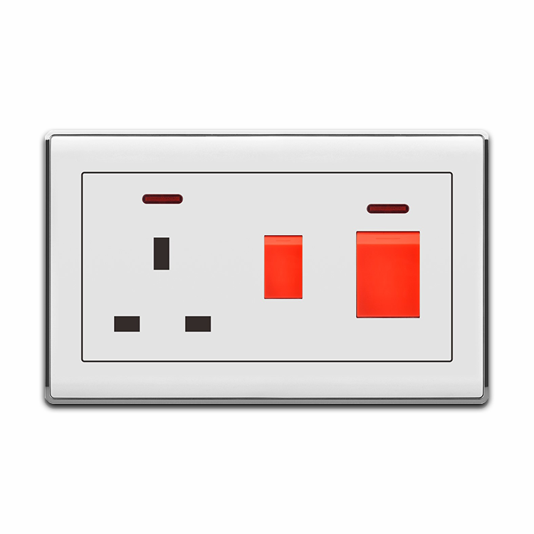 45 DP Switch  & 13 A UK  Standard Socket Outlet With Switch And Neon Light