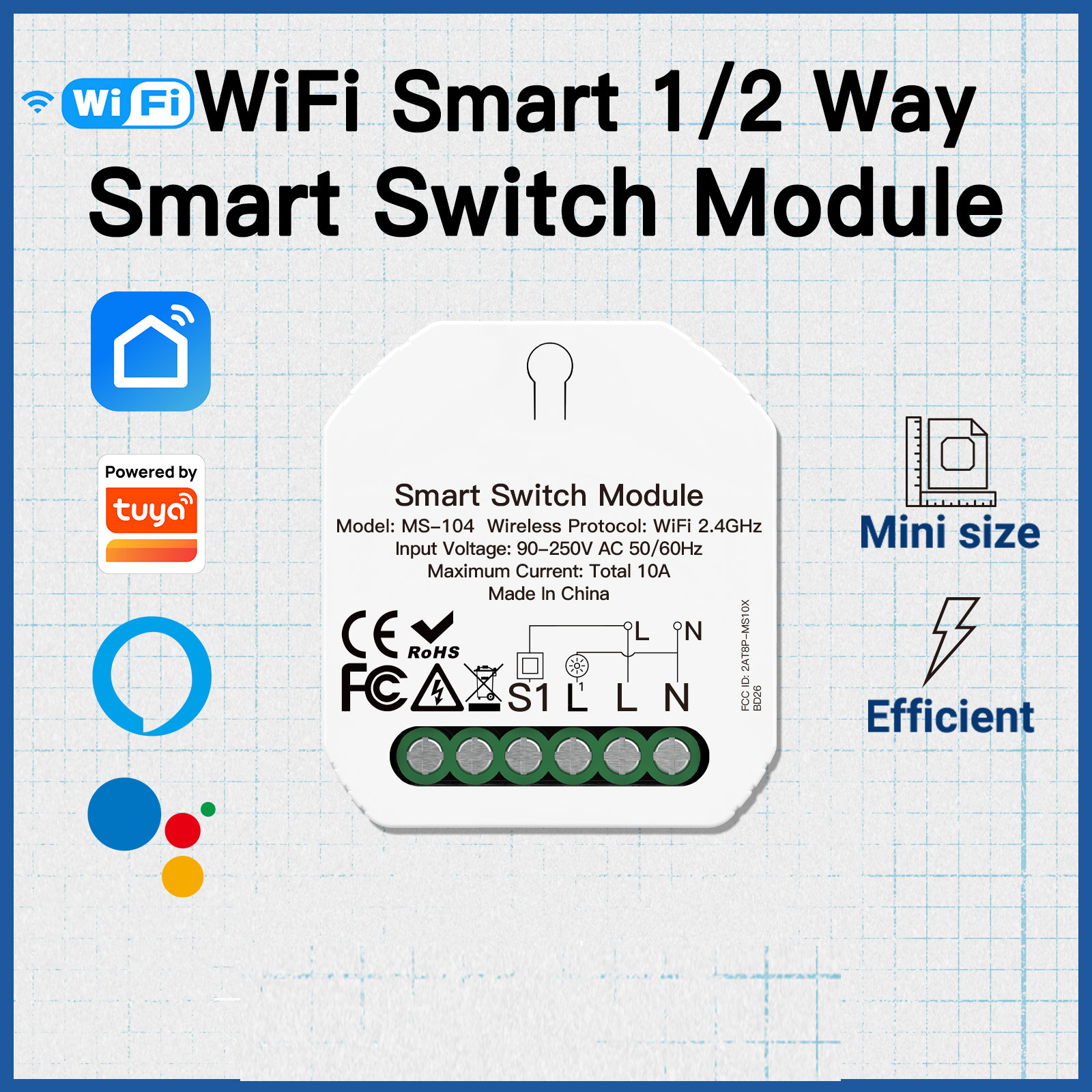 Tuya Wi-fi smart circuit breaker mini wifi smart switch for home automation universally used