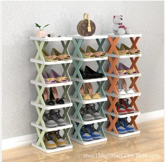 Laimao Easy-assembled Plastic Shoe Organizer Storage Space-Saving Closet Shoes Shelf 2-9 Layers Stackable Shoe Rack