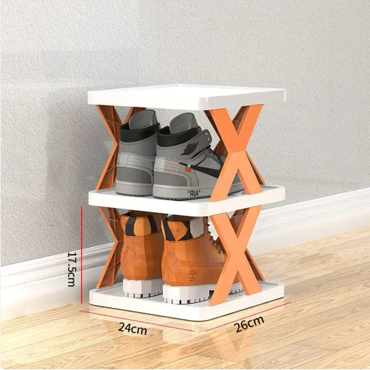 Laimao Easy-assembled Plastic Shoe Organizer Storage Space-Saving Closet Shoes Shelf 2-9 Layers Stackable Shoe Rack