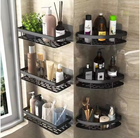 Laimao Bathroom Double Shelves Shower Caddy Bathroom Shelf No Drilling Traceless Adhesive Bathroom Storage Organizer Shampoo Hol