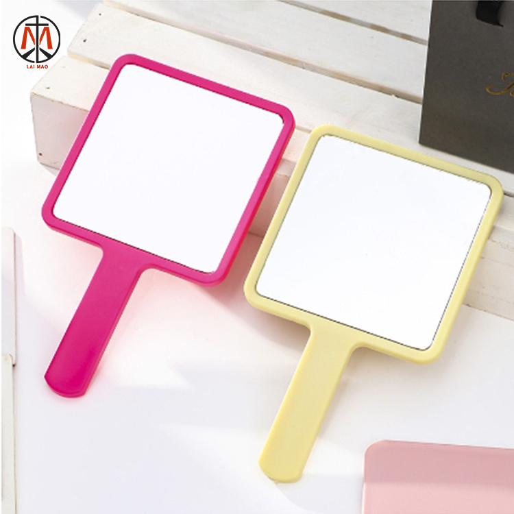 Handheld Wholesale single side clear decorative  hand held Portable portable makeupsquare mirror pocket makeup mirror