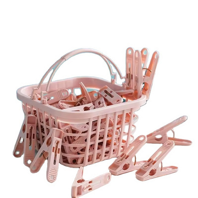 30pcs Plastic Clothes Pegs Clothes Clips Small Clothes Pegs With Basket Large Hanger Clips