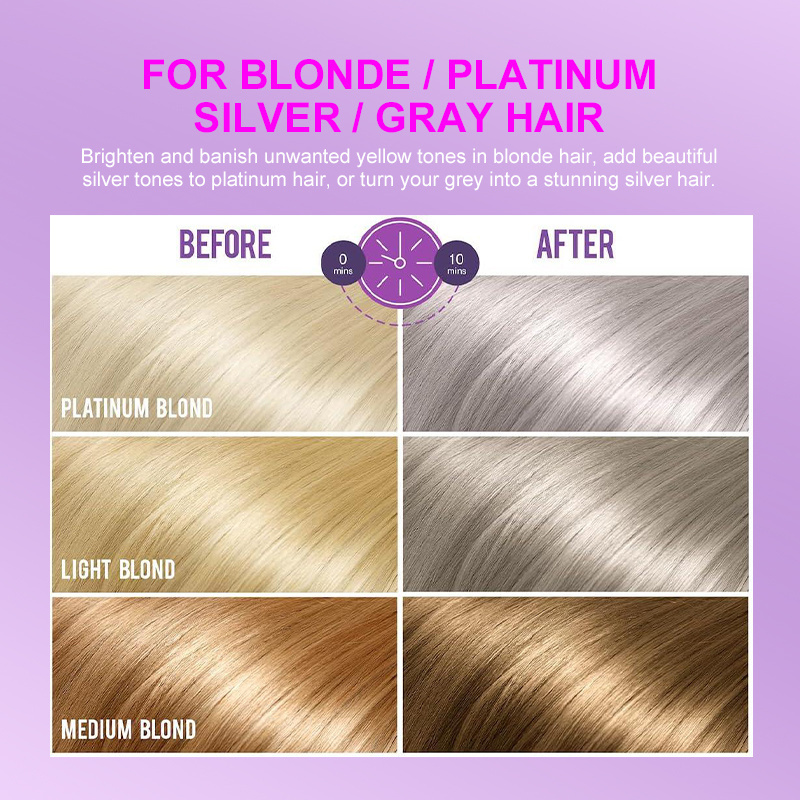 Private Label Purple Toning Shampoo Moisturizing Repair Anti Brassy Remove Yellow Hair Dye Silver Purple Shampoo For Blonde Hair