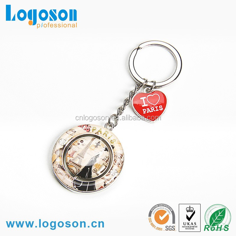 Epoxy spinning keychain for Turkey souvenir custom keychain logo metal tropical style key chains