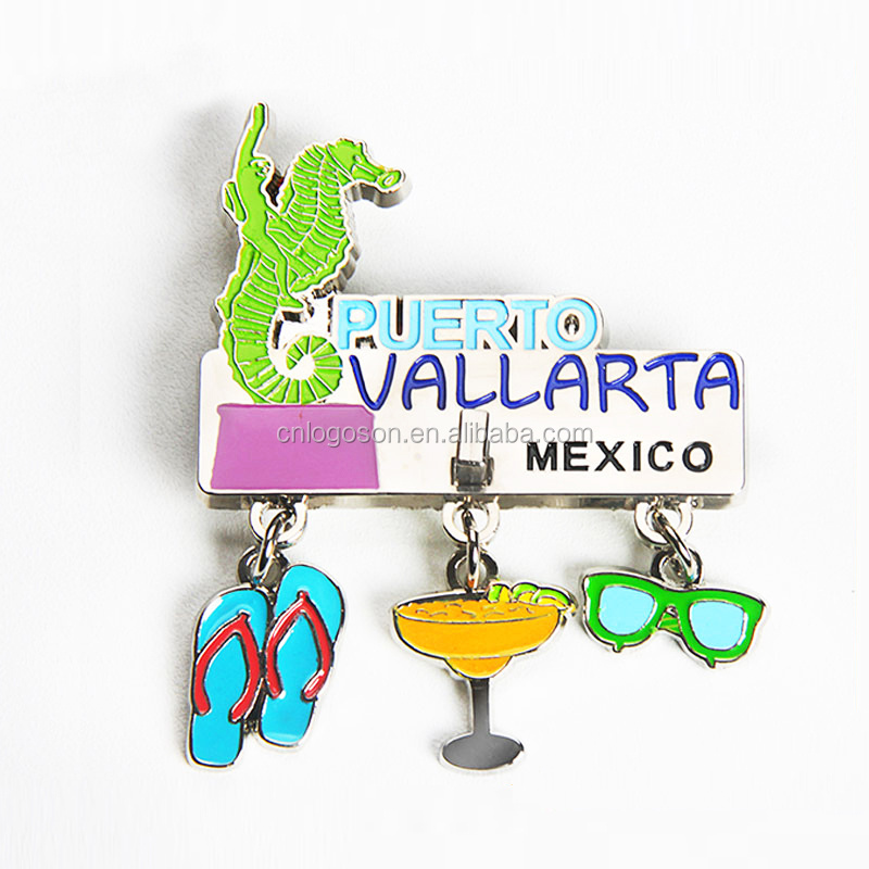 Puerto Vallarta Mexico personalized Zinc alloy magnet custom flip flops pendant fridge magnet