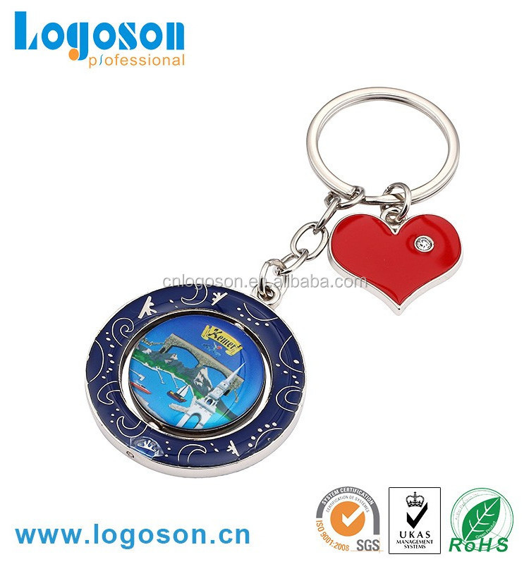 Epoxy spinning keychain for Turkey souvenir custom keychain logo metal tropical style key chains