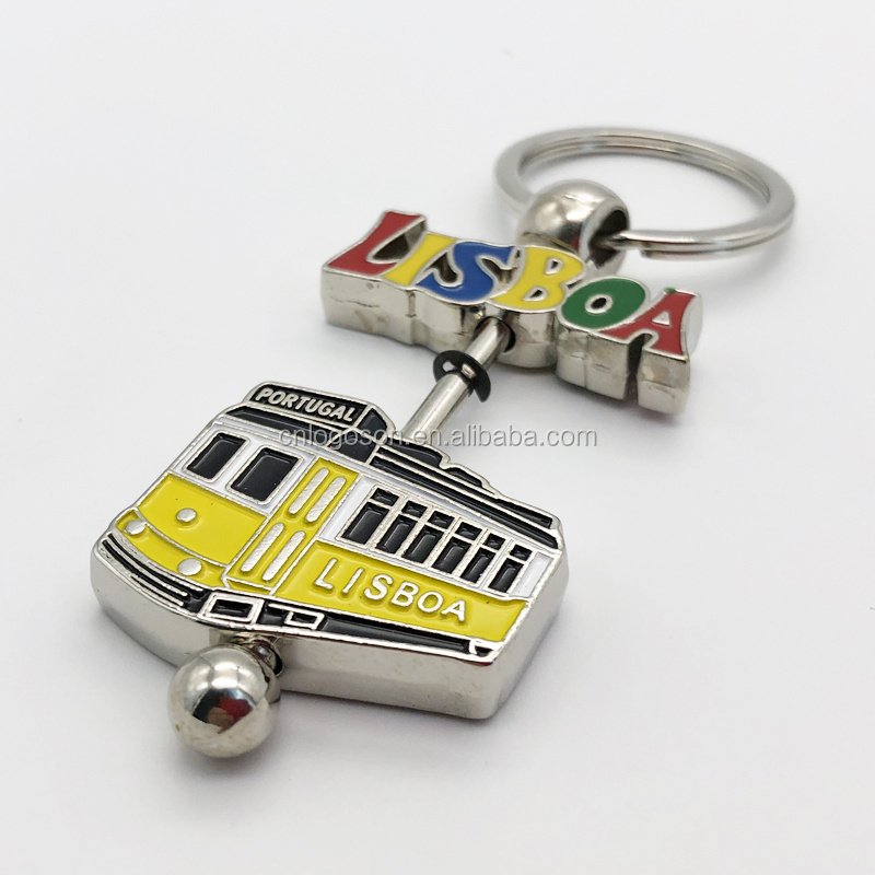 Custom Made London Portugal Bus Keychain Metal Enamel Bus Shape Key Rings