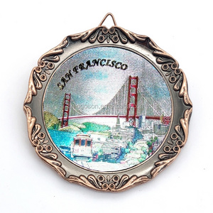 Custom Tourism Foil Fridge Magnet Hanging Plate Magnetic San Francisco Souvenir Decorative Wall Hanging Small Plates