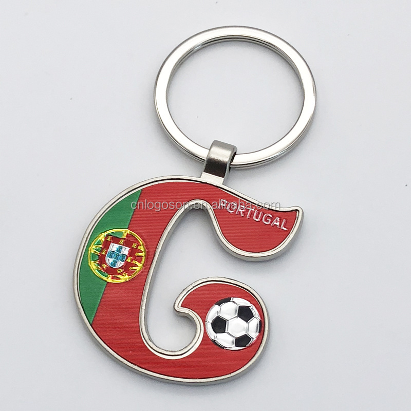 3D Metal France Germany Soccer Ball Keychain support Free Soccer Team Name Drops Metal Soccer Shield Keychains