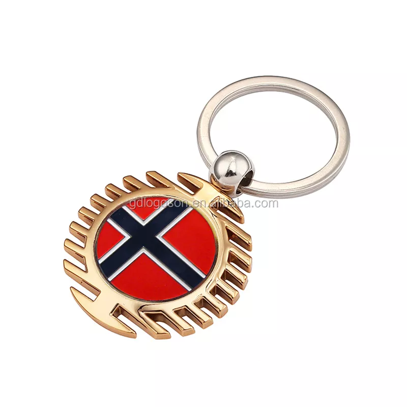 Factory Custom Keychains Logo Denmark Tourist Souvenir Royal Rotating Crown Keychain Keyrings