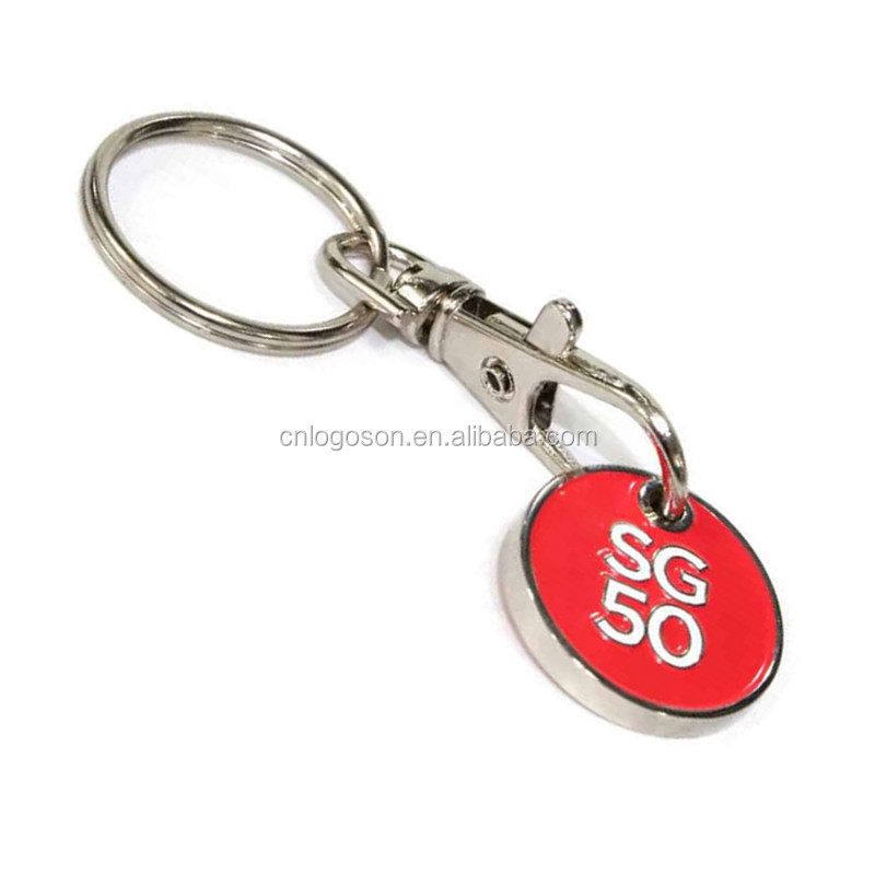 Custom Logo Metal Promotional Trolley Coin Keyrings Key Ring Supermarket Shopping Trolley Token Keyring