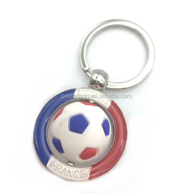 3D Metal France Germany Soccer Ball Keychain support Free Soccer Team Name Drops Metal Soccer Shield Keychains