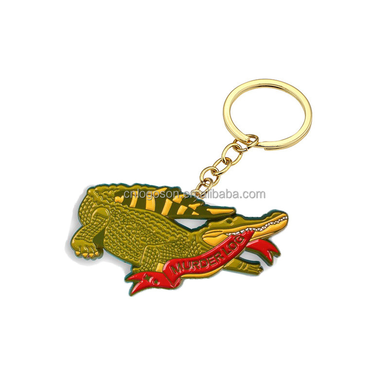 New Design Crocodile Souvenir Engraved Logo Custom Metal Keyrings Keychains