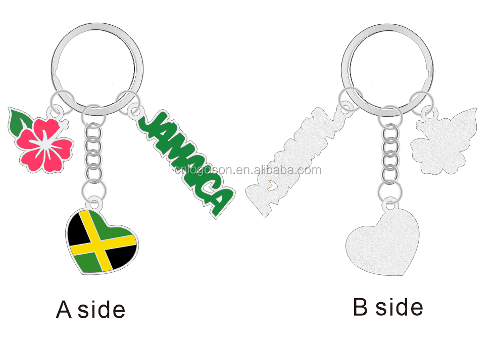 Jamaica Souvenir Sand Filled Keychain custom shape pendant keychain Jamaica Souvenir