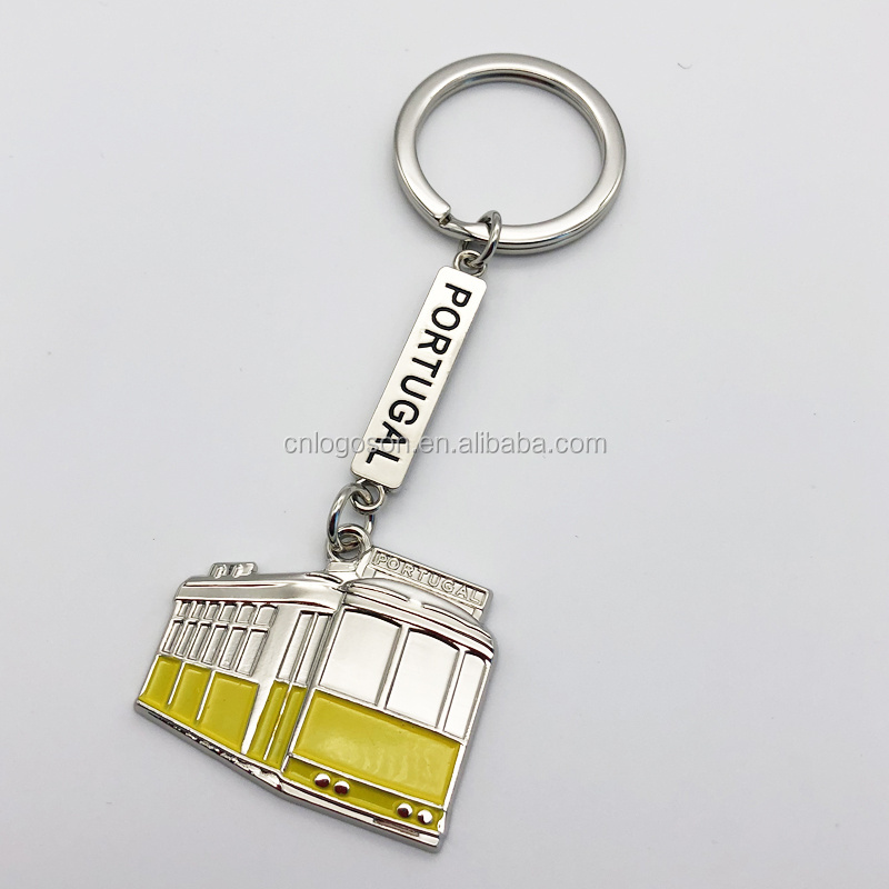 Custom Made London Portugal Bus Keychain Metal Enamel Bus Shape Key Rings