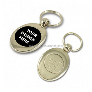 Custom Logo Metal Promotional Trolley Coin Keyrings Key Ring Supermarket Shopping Trolley Token Keyring