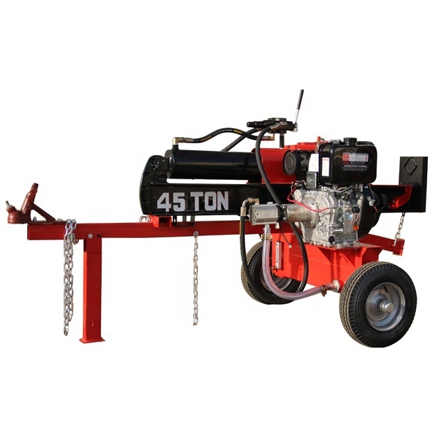 45ton high speed horizontal vertical wood cutting machine with diesel engine electric start firewood processor wood log splitter