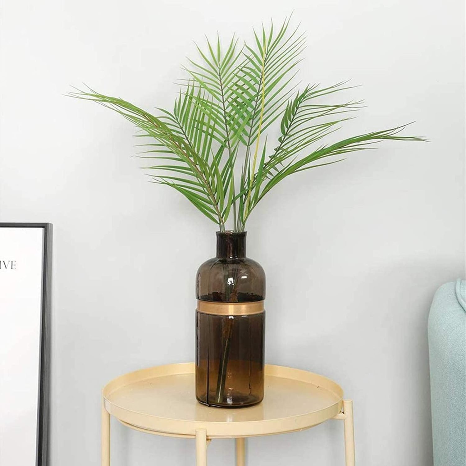 Artificial Tropical Palm Leaves Bushes Green Jungle Leaves Tropical Leaves Faux Palm Plant Greenery Accent Floral Arrangement