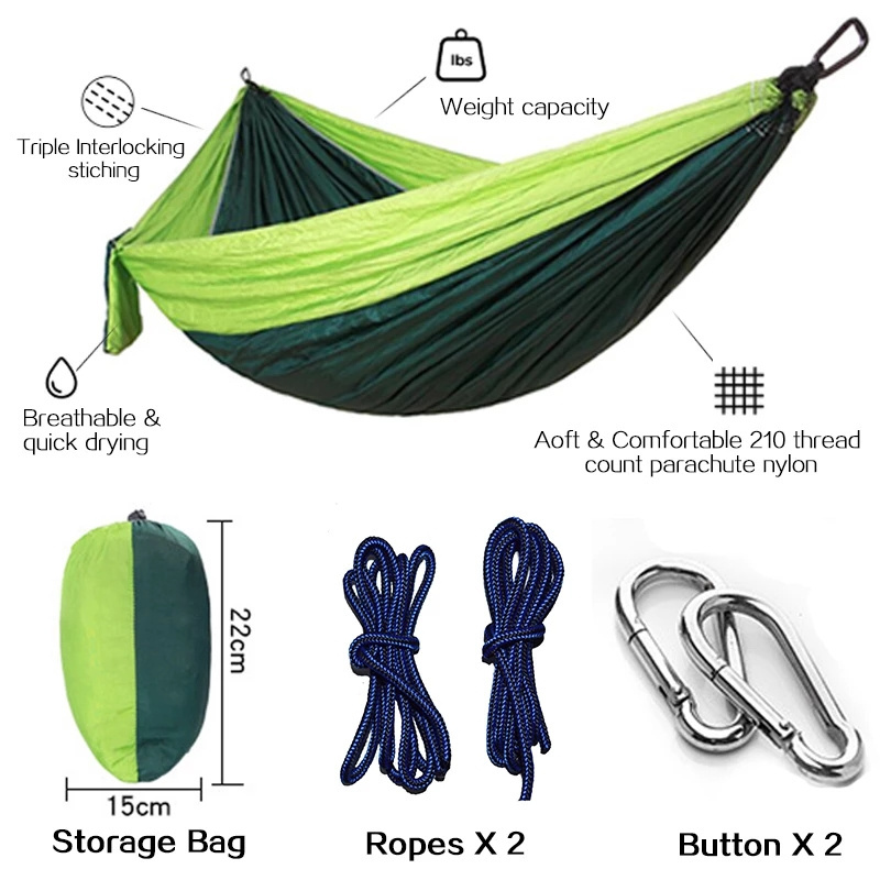 Nylon Hammock Adult Camping Travel Survival Garden Swing Hunting Sleeping Bed Portable Hammock