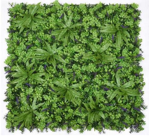 Garden Home Wall Decoration Faux Backdrop Green Mixed Leaves Vertical Artificial Grass Wall With Flower