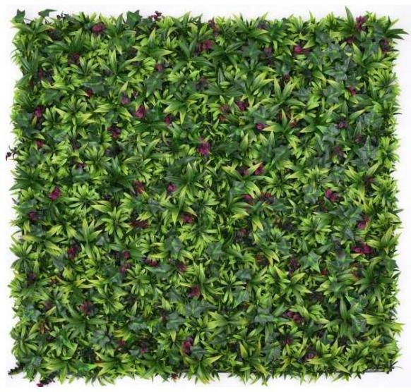 Garden Home Wall Decoration Faux Backdrop Green Mixed Leaves Vertical Artificial Grass Wall With Flower