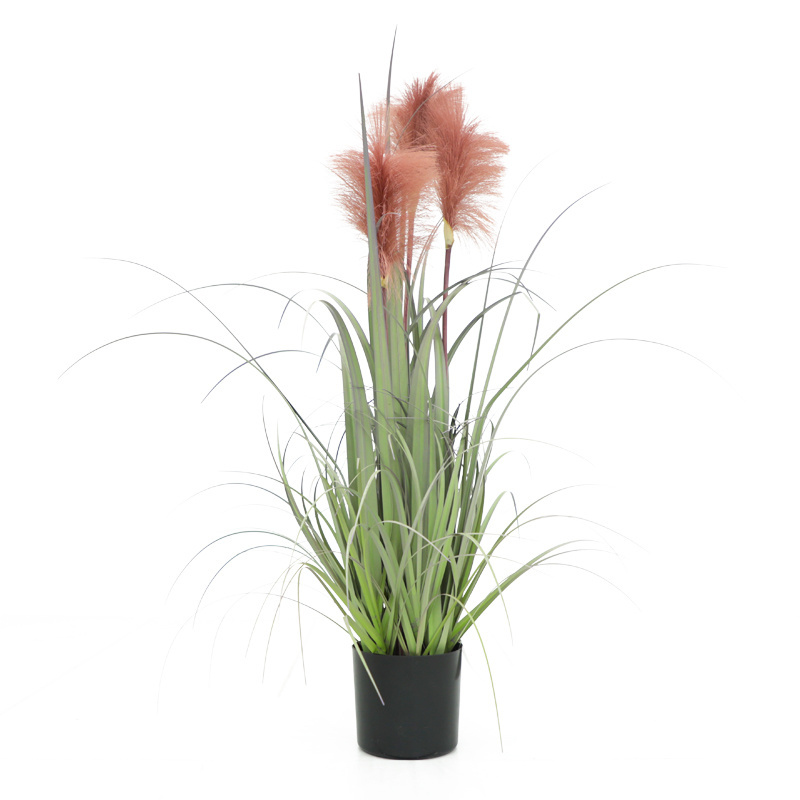 Hot-sale Indoor Outdoor Decoration Potted Plants  Artificial Plastic Red Flower Onion Grass