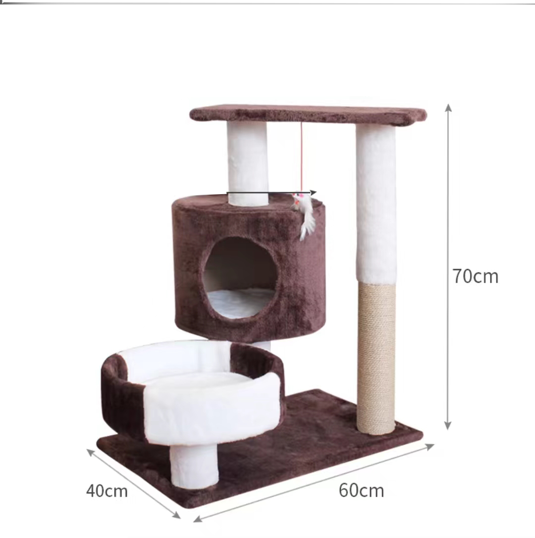 Large Multi-level Cat Trees & Scratcher with Hammock Luxury Wood Pet Cat Tree Tower