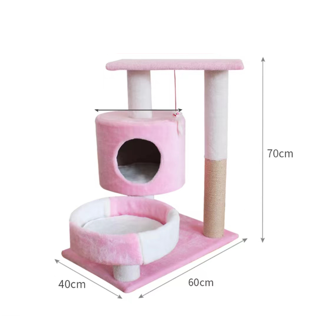 Large Multi-level Cat Trees & Scratcher with Hammock Luxury Wood Pet Cat Tree Tower