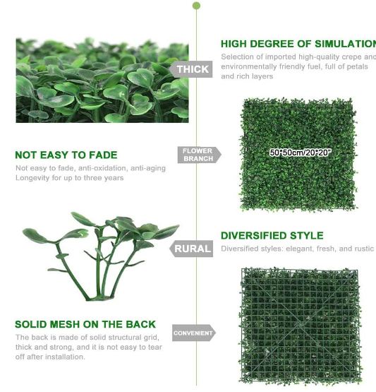 Plastic Artificial Boxwood Wall Milan Grass Panel Plant Green Wall for Decoration