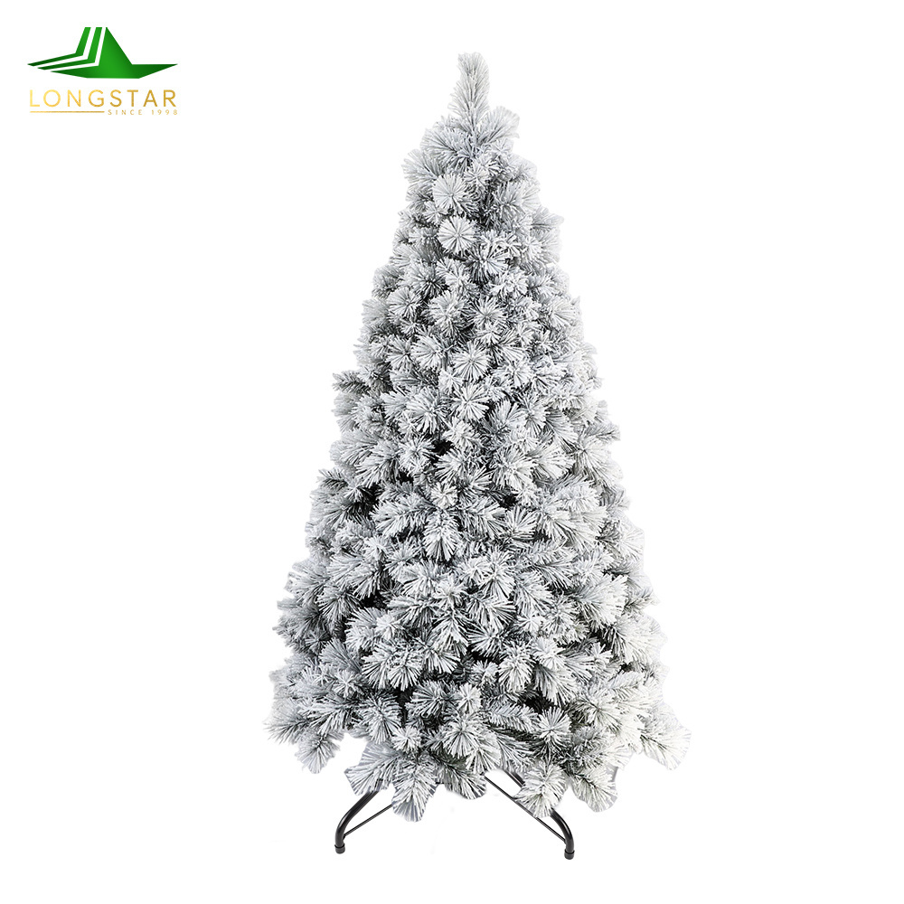 China Manufacturer Wholesale Artificial White Powder Snowing Plump Branches Decorative Flocked Christmas Tree