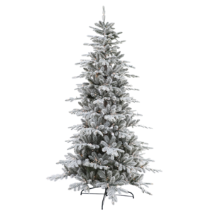 Popular Hot Sale 6ft Pre-Lit Snow Flocked Artificial Holiday Christmas Tree for Home With Metal Stand