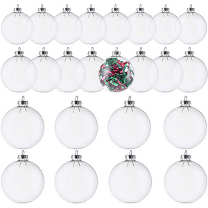 Transparent Clear 80mm Flat Disc Glass Christmas Tree Ball DIY Bauble Hanging Blank Round Ornaments