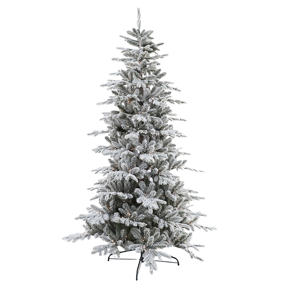 2024 Garden Outdoor Winter Decoration LED Warm Light Snow Powder Flocked Xmas Tree Artificial Christmas Snow Tree