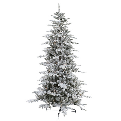 2024 Garden Outdoor Winter Decoration LED Warm Light Snow Powder Flocked Xmas Tree Artificial Christmas Snow Tree