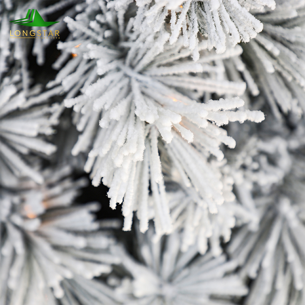 China Manufacturer Wholesale Artificial White Powder Snowing Plump Branches Decorative Flocked Christmas Tree