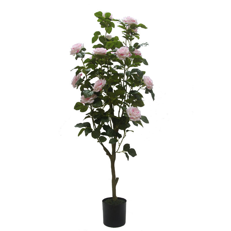 Decor Garden Supplies Cherry Blossom Tree Plant Artificial Tree Decorative Pink Rose Flower Artificial Bonsai Tree